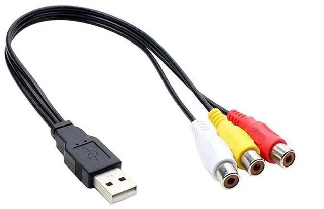Alt view image 5 of 5 - USB male to 3RCA female AV audio cable 3RCA USBA male to three-lobed female connector video/audio cable 25cm