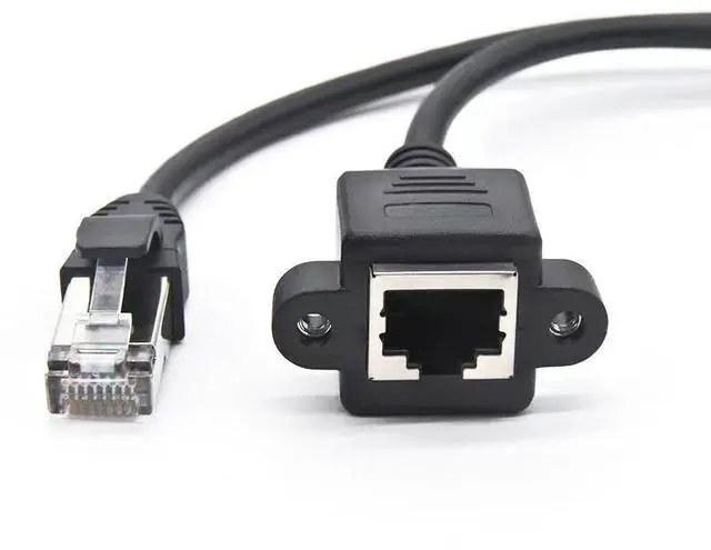 Main image of Network cable extension cable (male to female) RJ45 network exten sion cable with ear for fiing and screw holes 30cm patch
panel network cable