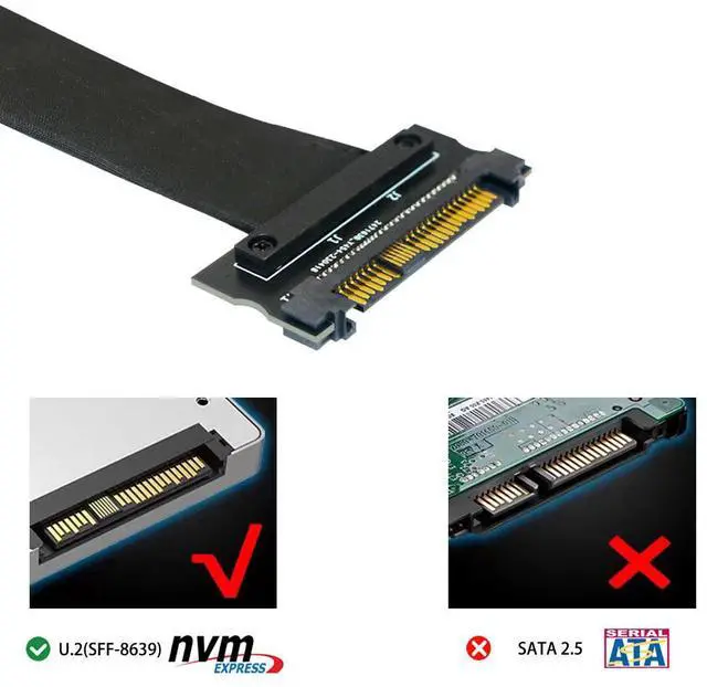 Alt view image 5 of 5 - U.2 SFF-8639 PCI-E to F8639 Male-to-Female SSD Extension Cable for SAS Data Line Computer 20CM