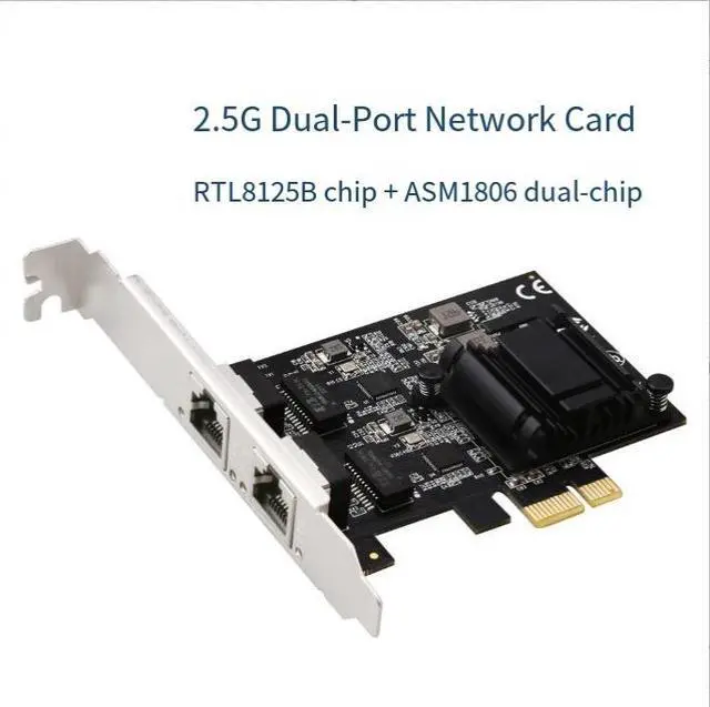 Main image of PCle to 2-port2.5G Gigabit Network Card ServerDesktop Soft Router2500M High-Speed RJ45 8125B