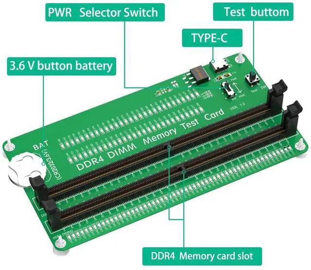 Alt view image 3 of 4 - Desktop computer DDR4 ECC REG SO DlMM server memory striping light diagnostic card interface testing tool