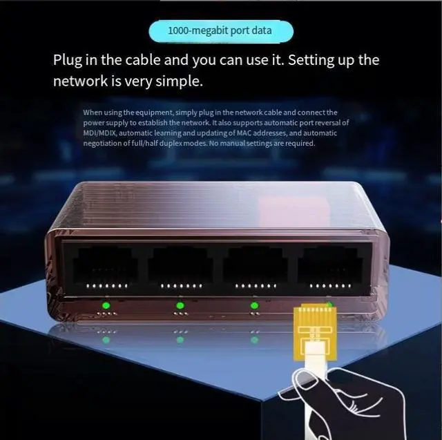 Alt view image 5 of 5 - 50 Giga bit Transparent Plastic Enclosure Network switch, Piug-and-Play Gigabit Patch Panel, ome Use, Dormitory
