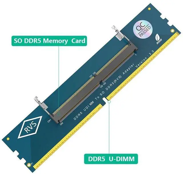 Alt view image 4 of 5 - DDR5 laptop memory slot to DDR5 desktop adapter card, SO DDR5 to DDR5 high-frequency version