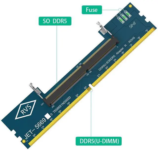 Main image of DDR5 laptop memory slot to DDR5 desktop adapter SO DDR5 to DDR5 adapter.
10 out of 10 are eligible for a 60% discount within one year.