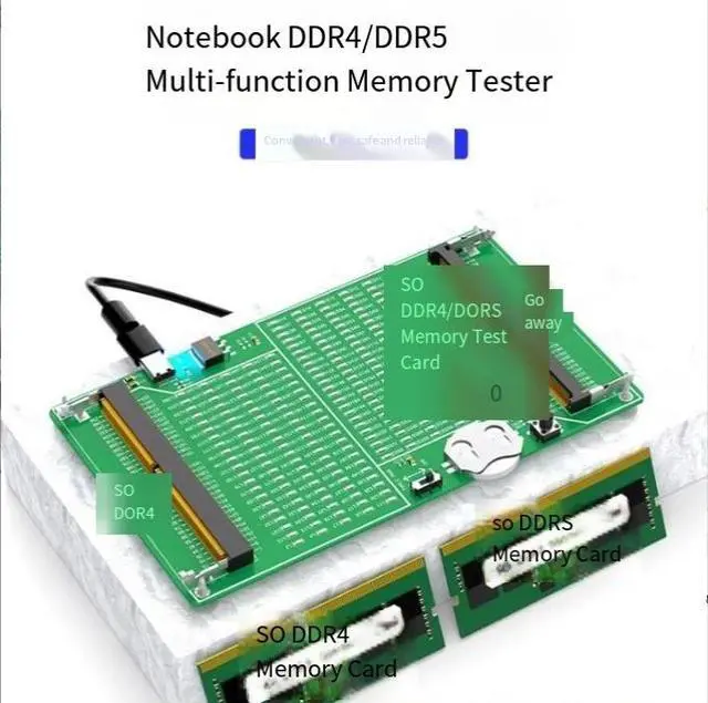 Main image of Notebook DDR4/DDR5 Dual-Head Memory Bar Tester Tool with Light indicator Tester for Diagnosis with Card