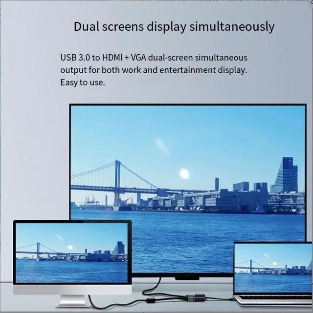 Alt view image 4 of 5 - USB 3.0 to HDMI+ VGA High-Definition Video Converter-USB to DUALPORT DUAL OUTPUT TRANSFORMER
With audio