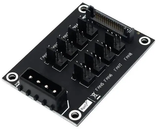 Alt view image 2 of 4 - 12V Computer Case Fan Hub Expansion Card 8-port HUB Dual PowerInput Fan Hub One-year warranty: 10 PCS sold within 1 year
