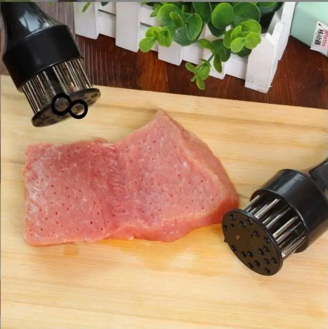 Alt view image 4 of 4 - Stainless steel automatic rebound meat hammer for meat stufing meat needle Household kitchen steak wire-breaking meat penetration tool
