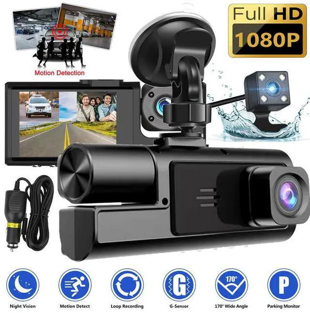 Main image of A22 dashcam with 3 cameras, high-definition 1080P triple lenses, reversing camera, WiFl, and in-car DVR