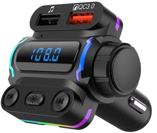 Main image of Car Bluetooth Hands-Free FM Transmitter, Car MP3 Music Player, QC3.0 Fast Charger, PD20W Dual Output