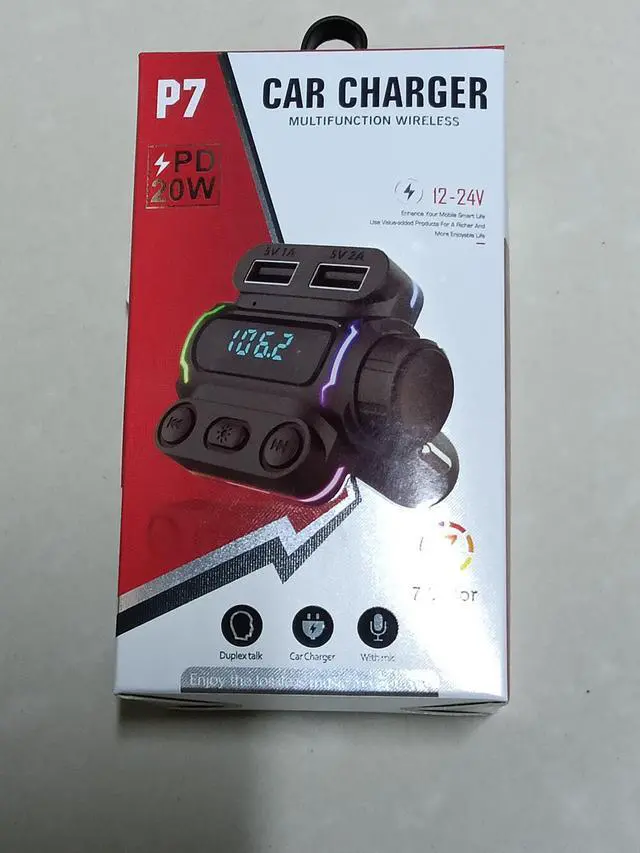 Alt view image 5 of 6 - Car Bluetooth Hands-Free FM Transmitter, Car MP3 Music Player, QC3.0 Fast Charger, PD20W Dual Output