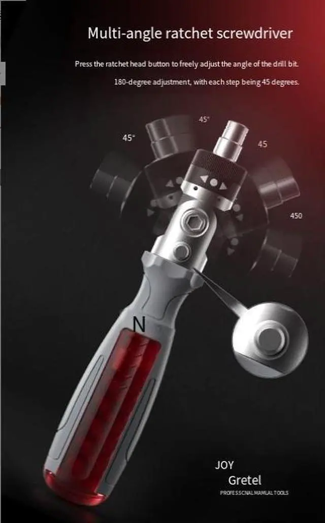 Alt view image 5 of 5 - New screwdriver set for disassembly and home maintenance - adjustable ratchet screwdriver