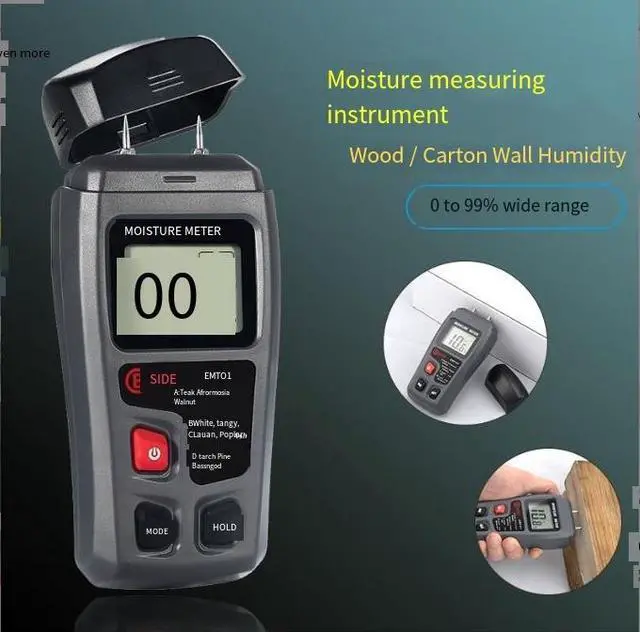 Alt view image 2 of 4 - High-precision pin-type digital wood moisture tester, paper, floor and wall moisture content tester, moisture meter