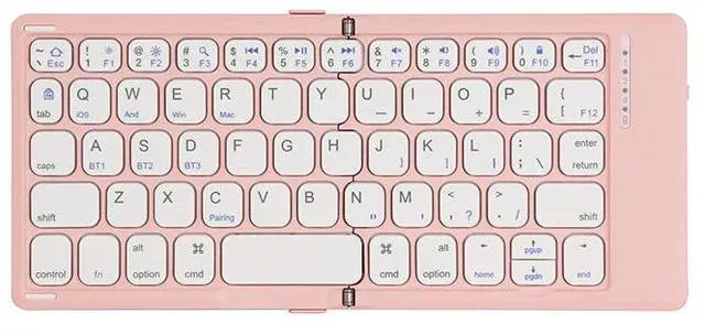 Main image of New dual-fold Bluetoth keyboard, combined with makeup miror, portable, mini,ultra-thin, suitable for mobile phones, tablets, uniersal folding keyboard
