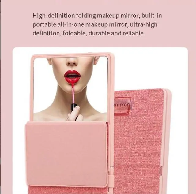 Alt view image 4 of 4 - New dual-fold Bluetoth keyboard, combined with makeup miror, portable, mini,ultra-thin, suitable for mobile phones, tablets, uniersal folding keyboard