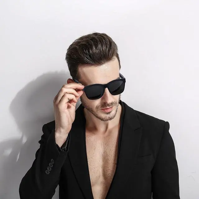 Alt view image 3 of 6 - Smart Bluetooth headphones and glasses, wireless multi-functional car call audio polarized sunglasses, black technology.