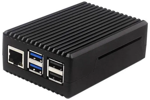 Main image of Raspbery Pi 5th generation passive cooling aluminum casing; Raspberry Pi 5 metal casing; striped aluminum boxfor Raspbery Pi 5