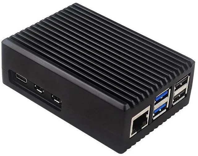 Alt view image 3 of 3 - Raspbery Pi 5th generation passive cooling aluminum casing; Raspberry Pi 5 metal casing; striped aluminum boxfor Raspbery Pi 5