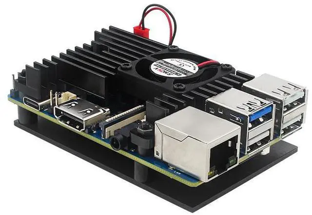 Alt view image 2 of 4 - Orange Pi 3B aluminum alloy case with a cooling fan for heat dissipation. Orange Pi 3B protection case