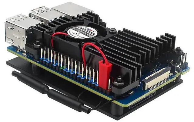 Alt view image 3 of 4 - Orange Pi 3B aluminum alloy case with a cooling fan for heat dissipation. Orange Pi 3B protection case