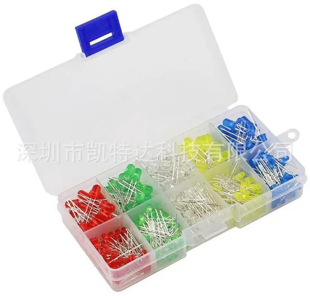 Alt view image 2 of 4 - 5mm/3mm light-emiting diode lamp (LED lamp) component package with red,green, yellow, white and bluelight emitting colors. 125 pieces