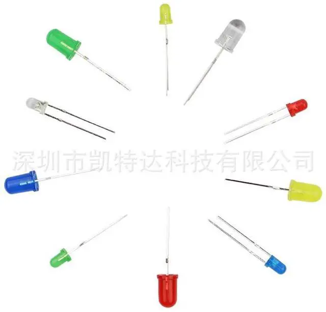 Alt view image 4 of 4 - 5mm/3mm light-emiting diode lamp (LED lamp) component package with red,green, yellow, white and bluelight emitting colors. 125 pieces