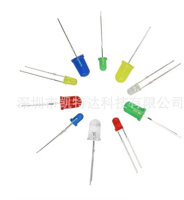 Alt view image 3 of 4 - 5mm/3mm light-emiting diode lamp (LED lamp) component package with red,green, yellow, white and bluelight emitting colors. 125 pieces