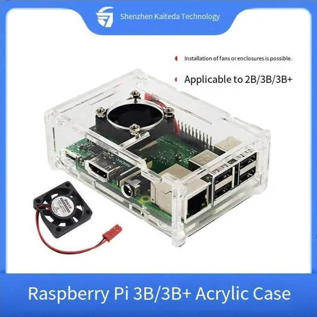 Alt view image 6 of 6 - Raspbery Pi 3B+/3B/2B protective case - Acrylic shell with fan holes -Can accommodate fan or 3.5-inch screen