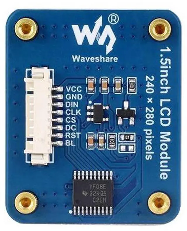 Alt view image 3 of 5 - Raspberry Pi 1.5-inch lPS display with SPl interface, rounded corners, screen NV3030B driver chip, LCD expansion board
