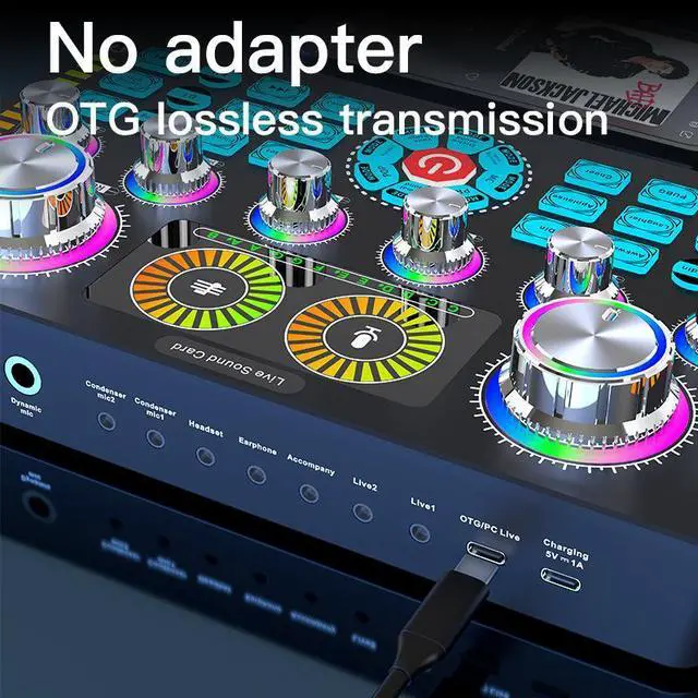 Alt view image 2 of 5 - Q7 English sound card, UsB sound card,live streaming, low noise, dual-channel Us8 headset, recording, desktop computer, mini miwer
