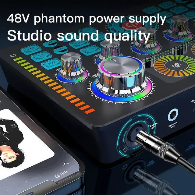 Alt view image 4 of 5 - Q7 English sound card, UsB sound card,live streaming, low noise, dual-channel Us8 headset, recording, desktop computer, mini miwer