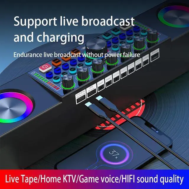 Alt view image 2 of 4 - SY8 English version live sound card integrated machine for home audio, singing at home, outdoor singing, audio live sound card