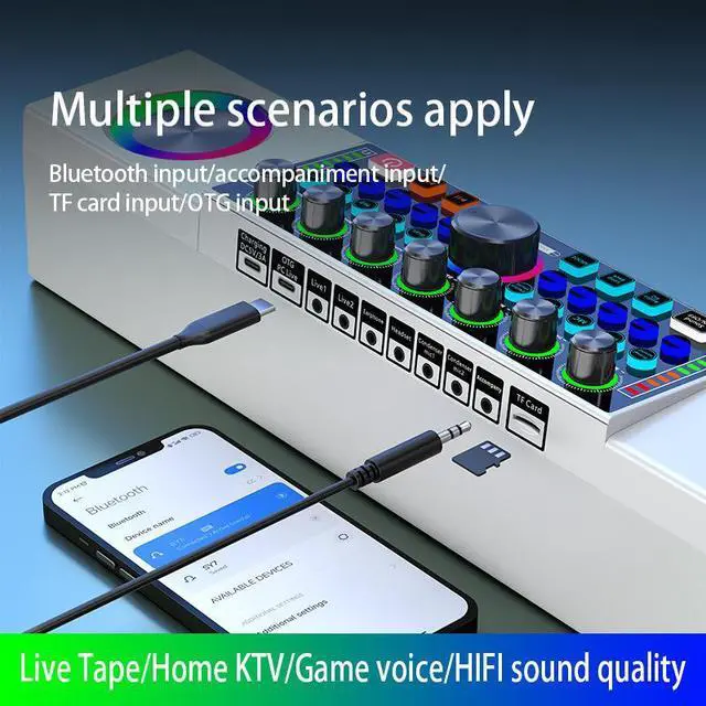 Alt view image 4 of 4 - SY8 English version live sound card integrated machine for home audio, singing at home, outdoor singing, audio live sound card