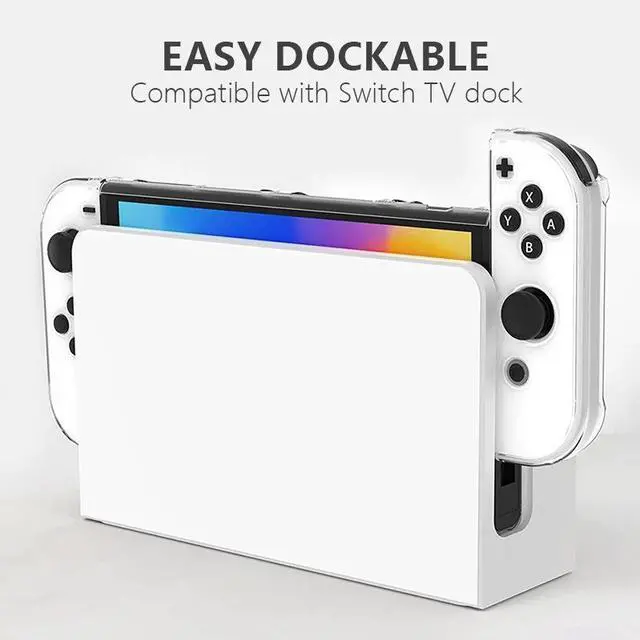 Alt view image 3 of 6 - Applicable to Nintendo Switch OLED transparent detachable crystal case, NS OLED protective cover stand, pc hard case