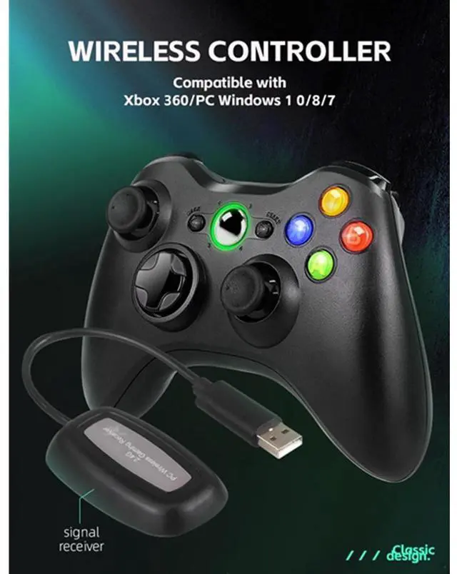 Alt view image 2 of 6 - Applicable to Xbox 360 /Xbox 360 slim /PCwireless controller with 2.4G wireless connection and dual vibration function