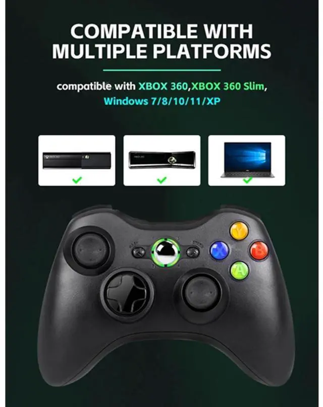 Alt view image 3 of 6 - Applicable to Xbox 360 /Xbox 360 slim /PCwireless controller with 2.4G wireless connection and dual vibration function