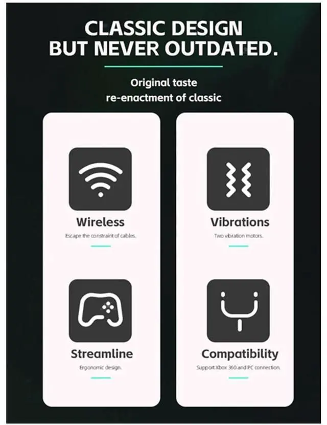Alt view image 5 of 6 - Applicable to Xbox 360 /Xbox 360 slim /PCwireless controller with 2.4G wireless connection and dual vibration function