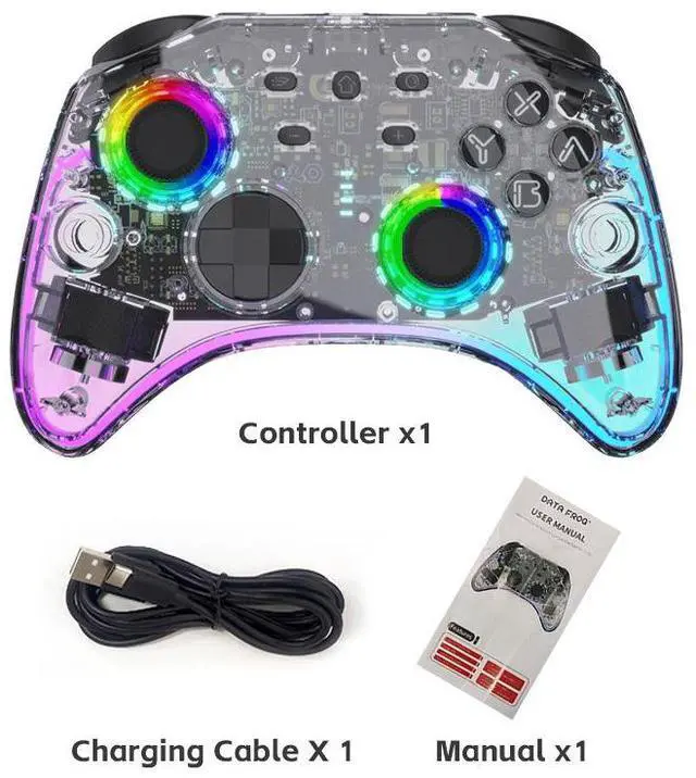 Alt view image 5 of 6 - Ap plicable to Nintendo Switch/0LED/Lite/Pc wireless Bluetooth Elite Ed ition controller with transparent case and RGB lights