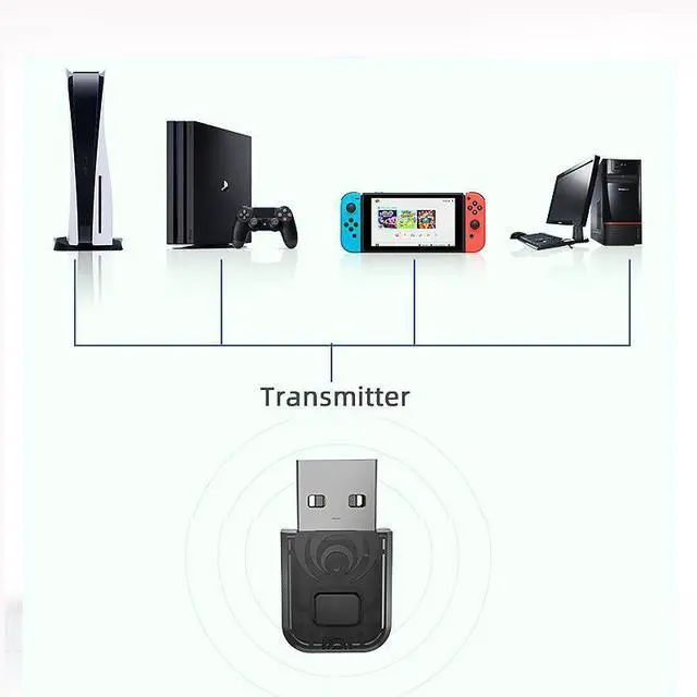 Alt view image 4 of 4 - Comp atible with Pss Bluetooth wireless head phones ad apter for PC computers / Ps5 / Ps4 / Switch Bluetooth transmiter