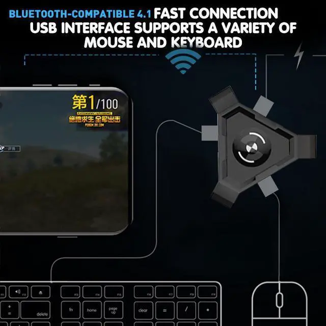 Alt view image 3 of 5 - The ultimate gaming accessory- the King's Throne keyboard and mouse adapter- providessurvival-pursuit assistance for games such as "PlayerUnknown's Battlegrounds" on bothAndroid and iOS devices.