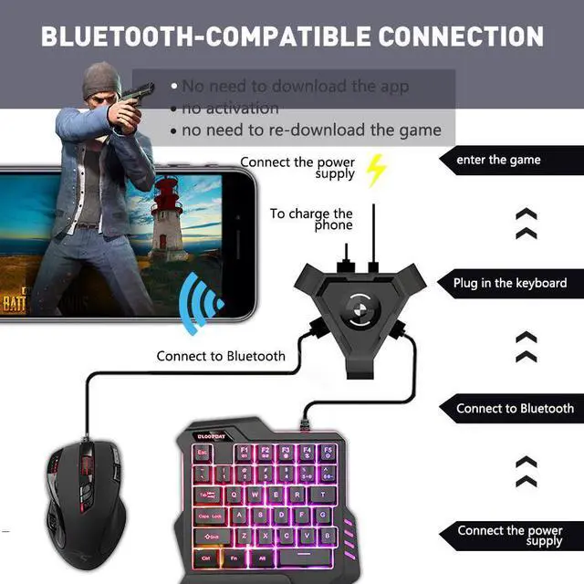 Alt view image 2 of 5 - The ultimate gaming accessory- the King's Throne keyboard and mouse adapter- providessurvival-pursuit assistance for games such as "PlayerUnknown's Battlegrounds" on bothAndroid and iOS devices.
