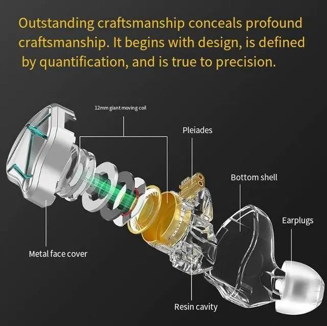 Alt view image 4 of 7 - KZ-ESX In-ear 12MM maving-coil headphonend audio earphones foraudiophiles