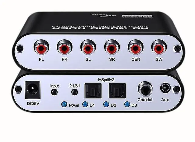 Alt view image 3 of 5 - Digital Fiber-Satellite to Analog RCA Converter 5.1 Sound DTS/AC3 Audio Decoder