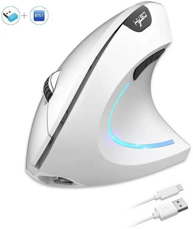 Main image of New 2.4G dual-mode vertical mouse with seven -color lighting, ergonomic design, wireless, silent, suitable for office, gaming and e-spors, in stock now.