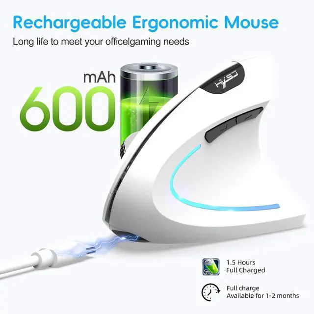Alt view image 2 of 3 - New 2.4G dual-mode vertical mouse with seven -color lighting, ergonomic design, wireless, silent, suitable for office, gaming and e-spors, in stock now.
