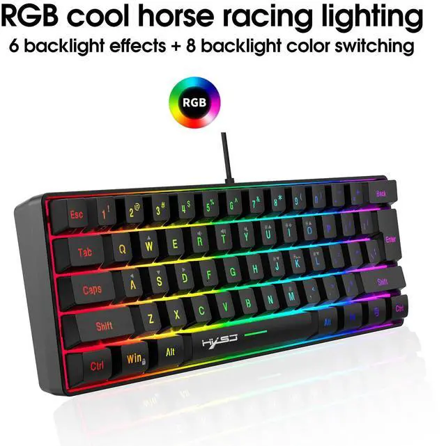 Alt view image 3 of 3 - 6l-key game membrane keyboard with RGB ighting, pota ble wired keyboard, multiple shortcut key combina ions,  stock availa ble
