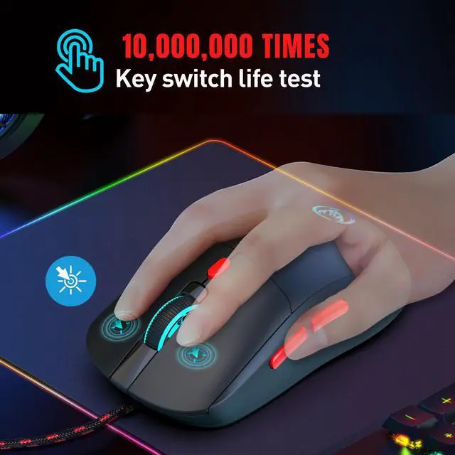 Alt view image 2 of 4 - New wired gaming mouse with colorful lighting, 6-button design, comfortable grip, suitable for gaming and office use, 3600dpi,cross-border stockavailable
