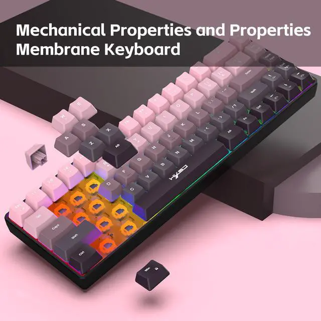 Main image of 68-key gradient color wired film keyboard with 25 non-conflictingdual-colorinjection moldedkeycaps and RGB backlight available for wholesale immediately
