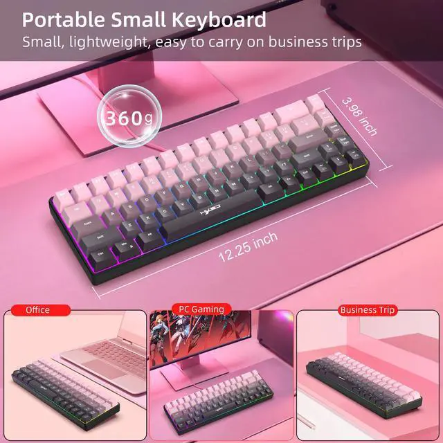 Alt view image 2 of 5 - 68-key gradient color wired film keyboard with 25 non-conflictingdual-colorinjection moldedkeycaps and RGB backlight available for wholesale immediately
