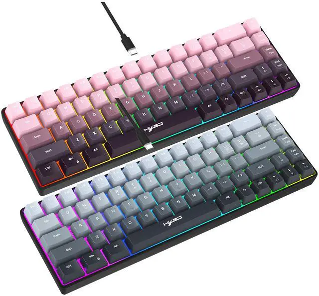 Alt view image 3 of 5 - 68-key gradient color wired film keyboard with 25 non-conflictingdual-colorinjection moldedkeycaps and RGB backlight available for wholesale immediately